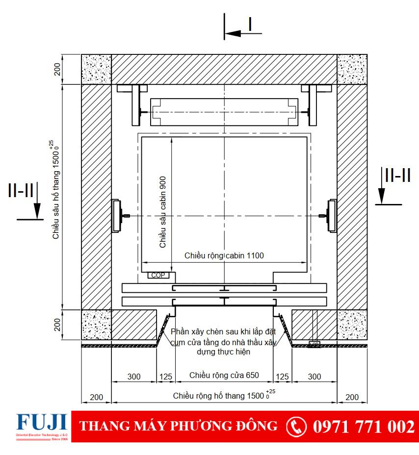 kích thước thang máy gia đình 320kg