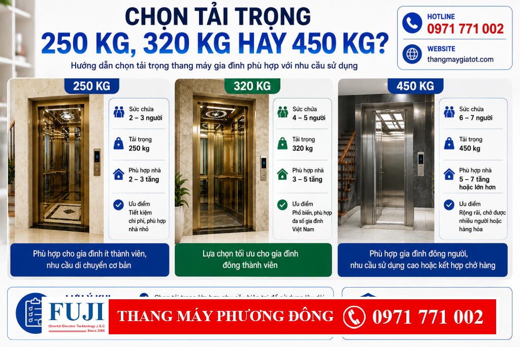 Chọn tải trọng thang máy gia đình