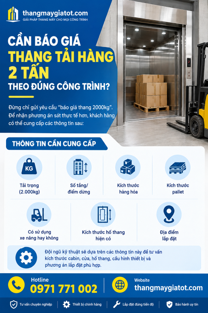 báo giá thang máy tải hàng 2000kg